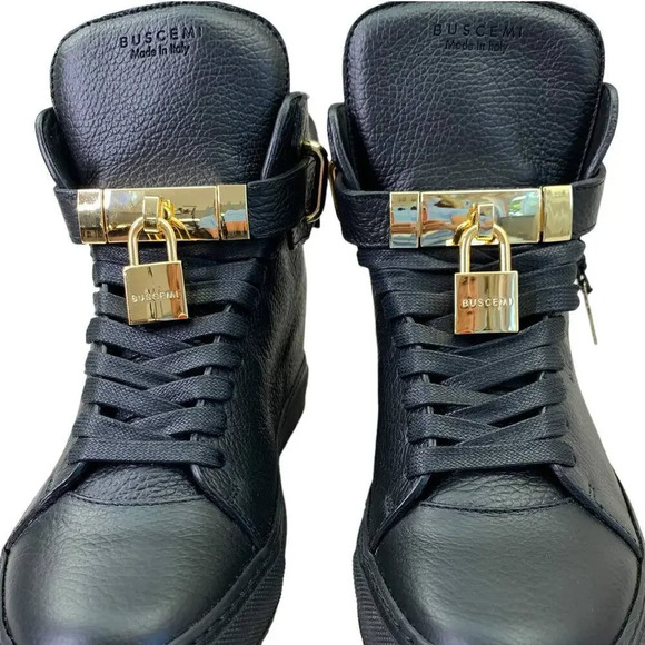 Buscemi Black Leather High-Top Sneakers - Picture 3 of 16